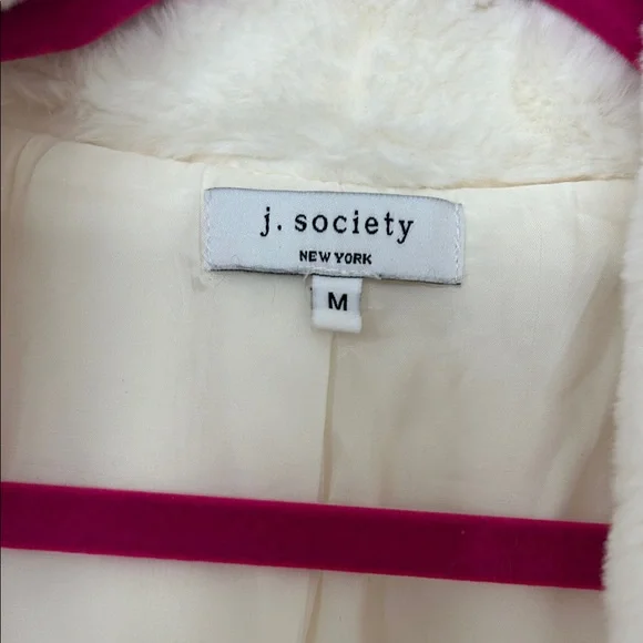 Cream Faux Fur Jacket by j. Society size Medium - Picture 2 of 6